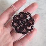 Beaded Black Lace Pendant i..
