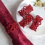 Set of Four Red Tatted Napk..