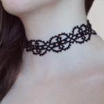 Gothic Beaded Lace Choker