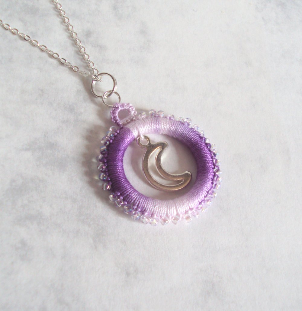 Fantasy Beaded Moon Pendant