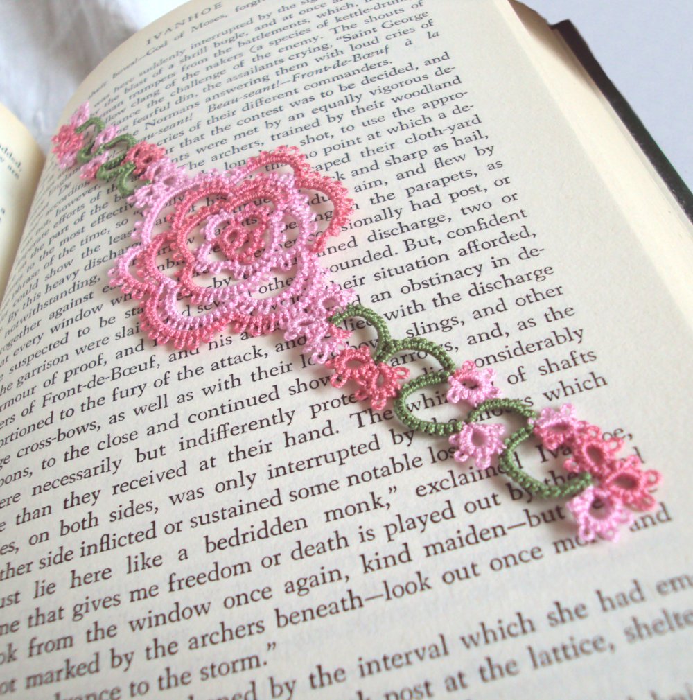 Pink Rose Lace Bookmark