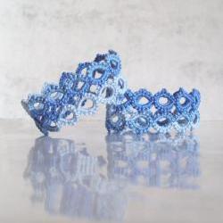 Set of Two Blue Napkin Holders in Tatting