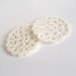 Set Of Four Ivory Lace Wedding Coasters
