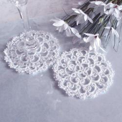 White Lace Wedding Coasters (Set of Two) 