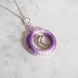 Fantasy Beaded Moon Pendant