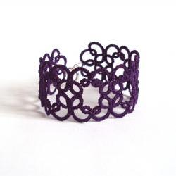 Dark Purple Tatted Bracelet