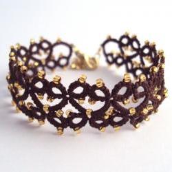 Brown and Gold Beaded Bracelet